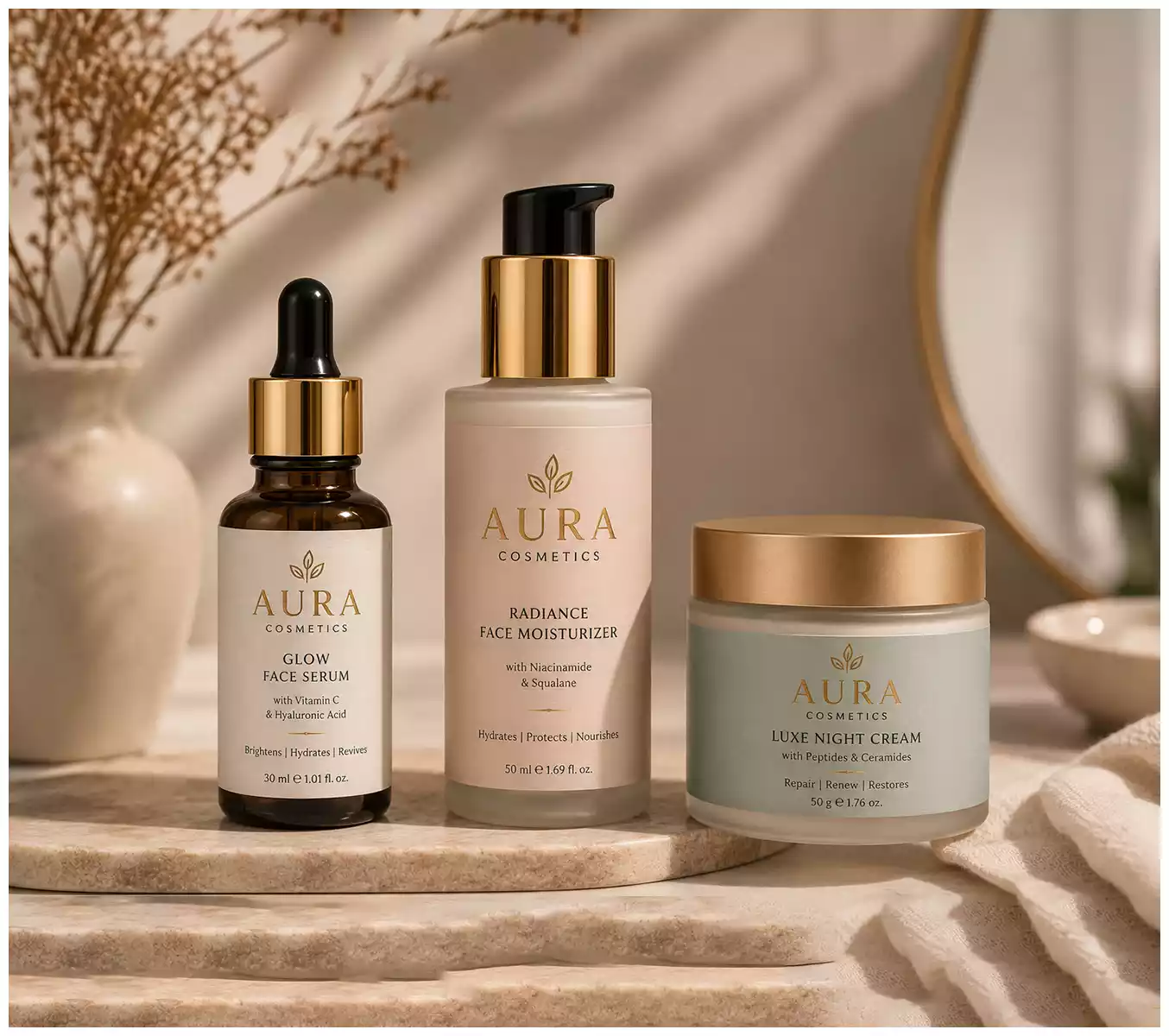 Aura Cosmetic Label & Packaging