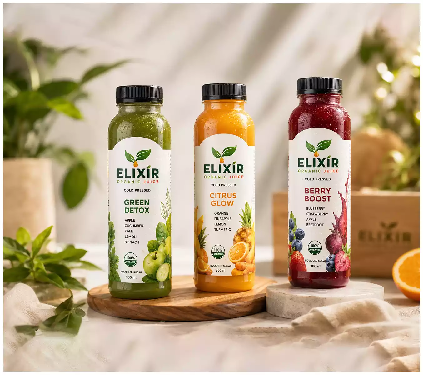 Elixir Organic Juice Bottle