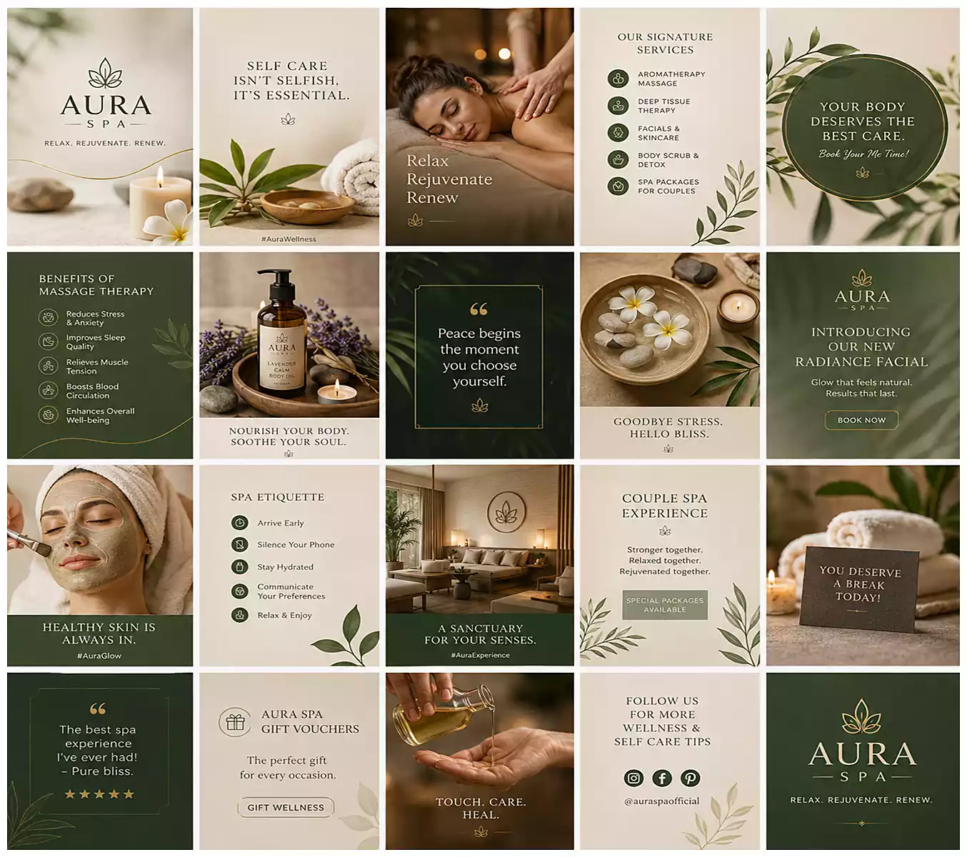 Aura Spa Instagram Grid Layout